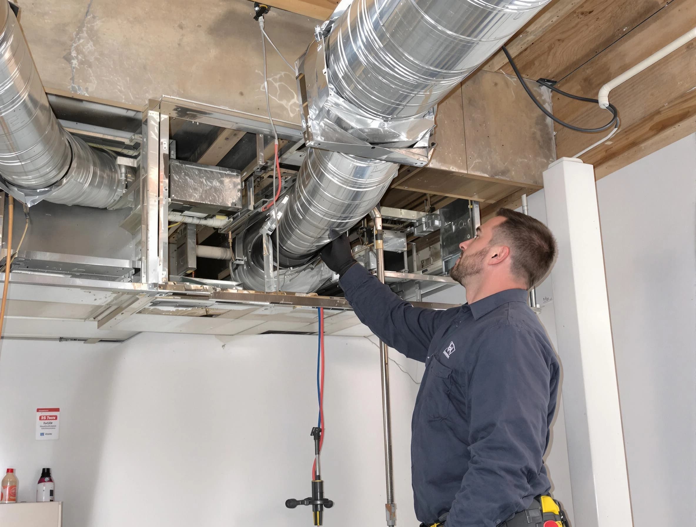 Murray Air Duct Cleaning technician performing professional air duct repair using specialized tools in Murray