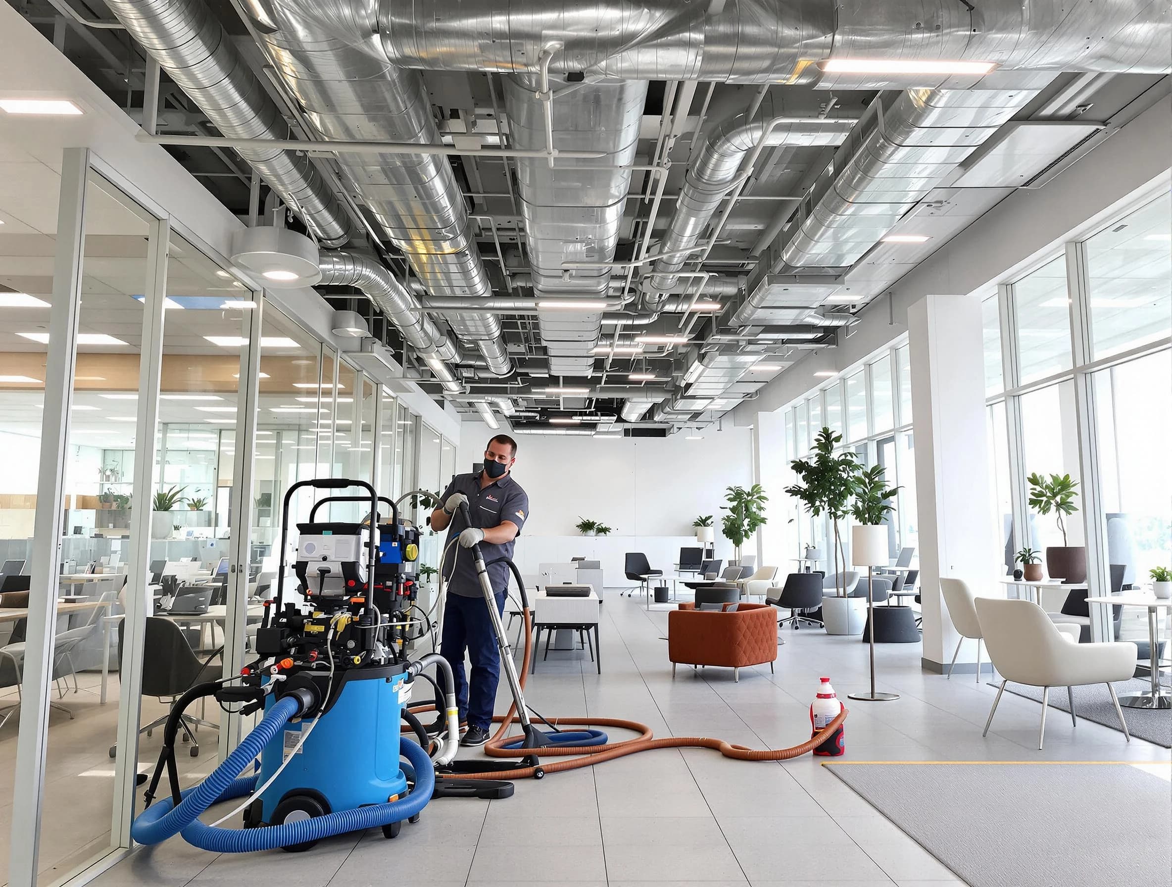 Murray Air Duct Cleaning team conducting comprehensive commercial duct cleaning at a business location in Murray