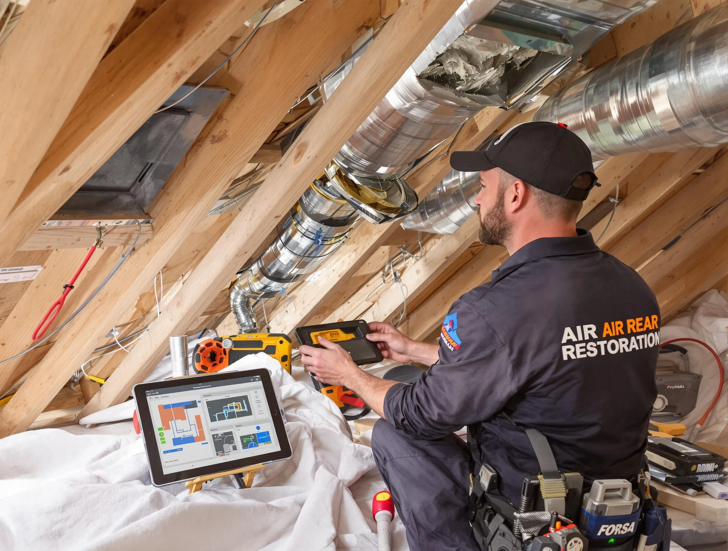 Murray Air Duct Cleaning technician performing precise duct repair work in Murray