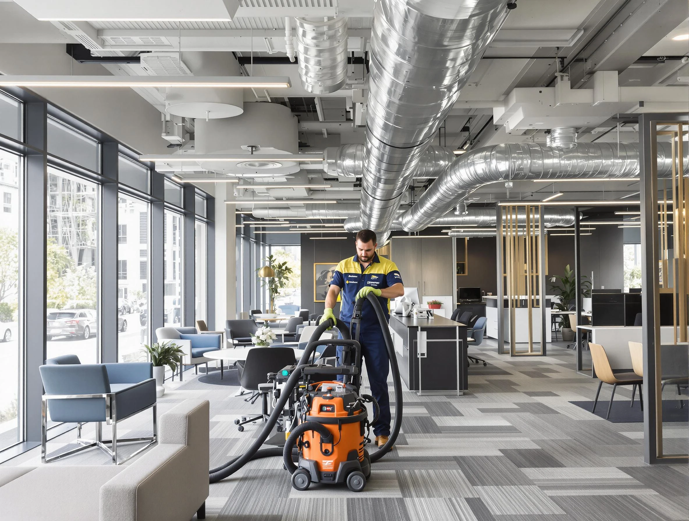 Murray Air Duct Cleaning team performing thorough commercial duct cleaning at a Murray business center